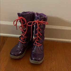 Target Purple Kids Boots with Red Laces